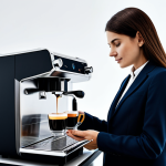 Home 10 The Halo Effect - Marketing**
"A sleek, modern advertisement for a new Italian espresso machine. The machine is prominently displayed against a clean, minimalist background. A sophisticated, fully clothed woman in professional attire is shown enjoying a cup of espresso. The scene evokes feelings of luxury and high quality. Appropriate content, safe for work, professional photography, perfect anatomy, correct proportions, well-formed hands, modest clothing. High quality, 8k resolution."
**