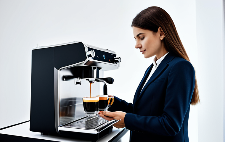 The Halo Effect - Marketing**

"A sleek, modern advertisement for a new Italian espresso machine. The machine is prominently displayed against a clean, minimalist background. A sophisticated, fully clothed woman in professional attire is shown enjoying a cup of espresso. The scene evokes feelings of luxury and high quality. Appropriate content, safe for work, professional photography, perfect anatomy, correct proportions, well-formed hands, modest clothing. High quality, 8k resolution."

**